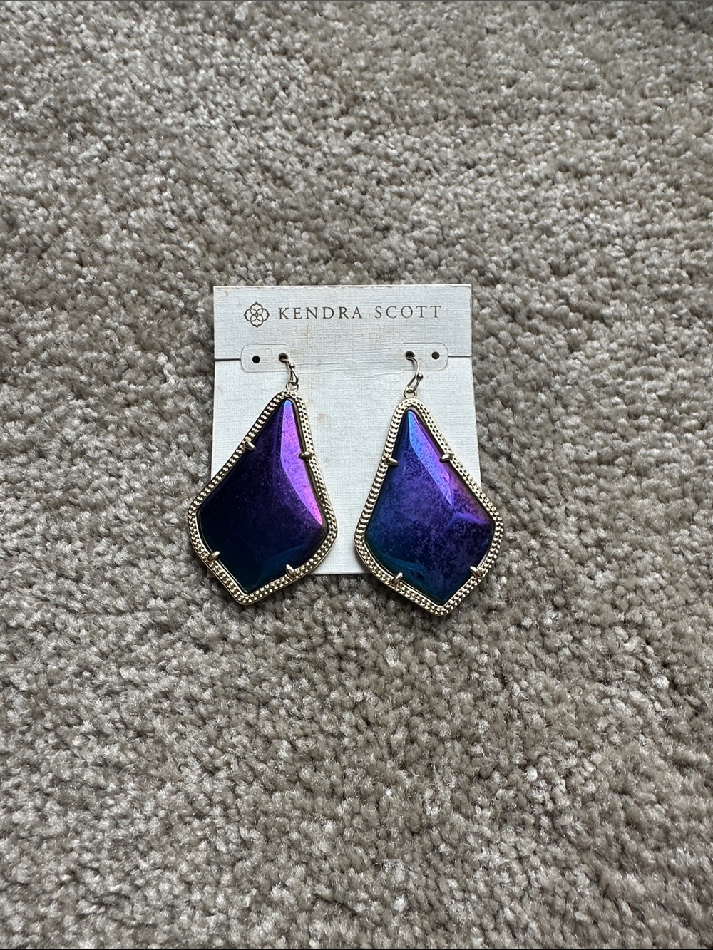 Kendra Scott Iridescent Purple-Blue Statement Drop Earrings